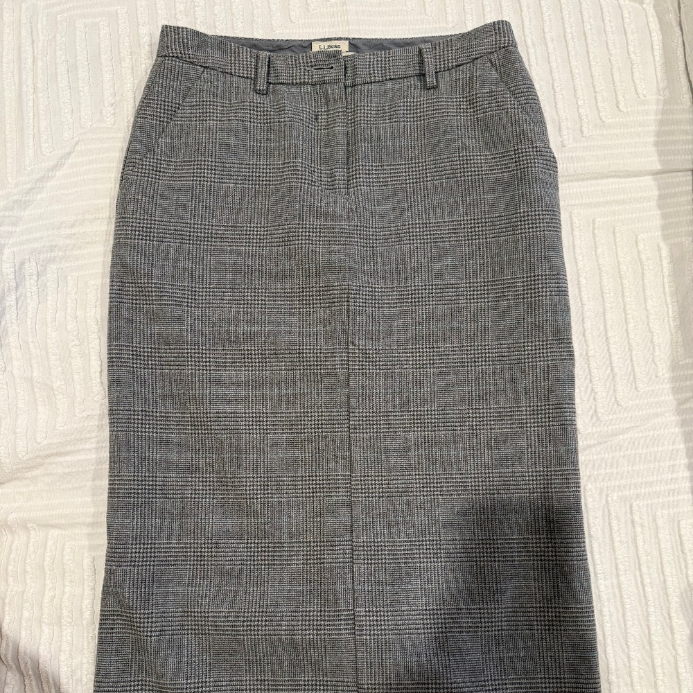 GORGEOUS & VINTAGE Grey Wool Tweed LL Bean Long Skirt Size 2/4